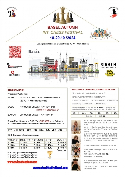 BASEL AUTUMN FESTIVAL 2024, 18-20.10 /2024 - Schachfestival Basel