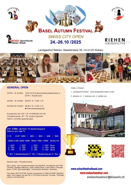 BASEL AUTUMN FESTIVAL, 24-26.10 /2025 - Schachfestival Basel